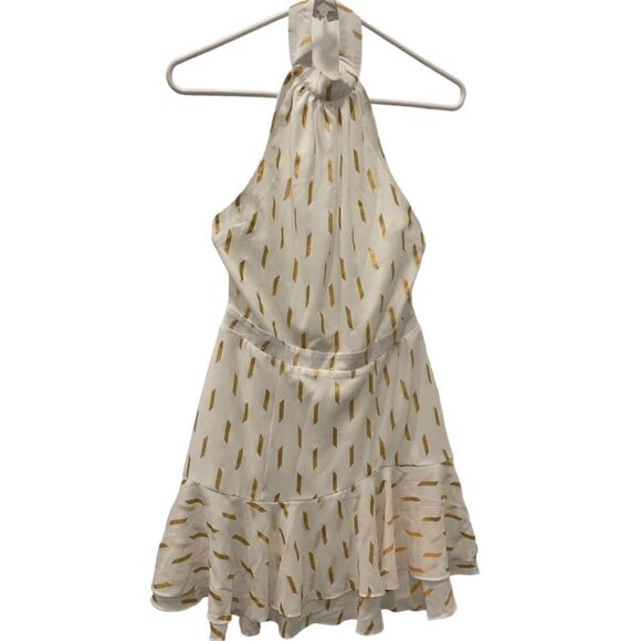 Yumi Kim Revolve Ginny Halter Neck Mini Dress In Dash Foil Ivory And Gold.Size M - Picture 6 of 16